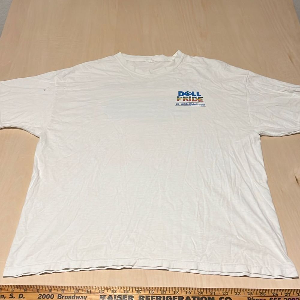 Vintage Y2K Dell Pride T-Shirt Graphic‎ Tee Logo US Pride Colorful Mens